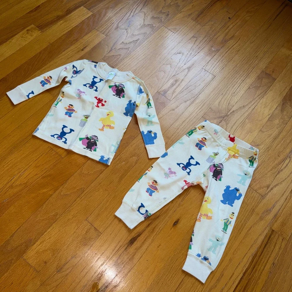 Hanna Andersson Sesame Street Organic Cotton Pajama Set Kids 2T Elmo Big Bird